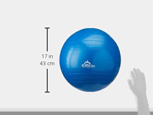 Black Mountain Products Exercise Stability Yoga Ball, Foot Pump, Ball Plug, Plug Puller, 2000 Lbs Static Weight Capacity Antiburst