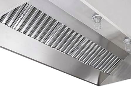 Commercial Kitchen Restaurant Duty Exhaust Hood, Wall Canopy Stainless Steel Exhaust Hood with Baffle Hood Filters, High Temperature Light Fixtures, and 16” Round Exhaust Riser (6' Long Hood)