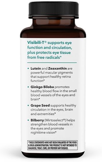 Visibili-T - Vitamin Supplement for Eye Health & Vision Support - Carrot Root, Chromium, Bilberry, Ginkgo Biloba, Grape Seed Extract, Lycopene, Vitamin A, Lutein & Zeaxanthin - 60 Capsules (Pack of 2)