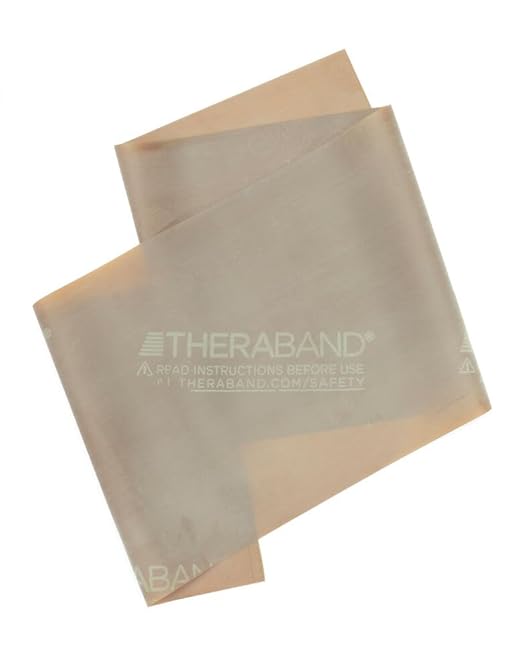 THERABAND Resistance Bands, 6 Yard Roll Professional Latex Elastic Band For Upper Body, Lower Body, & Core Exercise, Physical Therapy, Pilates, Home Workouts, & Rehab, Tan, Extra Thin, Level 1