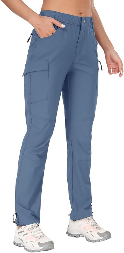 GymBrave Women's Hiking Cargo Pants Quick Dry Outdoor Camping Capris Water Resistant UPF 50 with Zipper Pockets