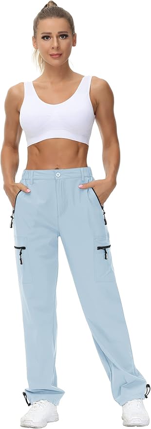 VVK Women's Hiking Cargo Pants Lightweight Quick Dry Outdoor Athletic Pants Camping Climbing Golf Zipper Pockets