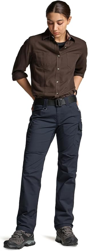 CQR Women's Flex Stretch Tactical Pants, Water Resistant Ripstop Cargo Work Pants with Pockets for Outdoor & Hiking
