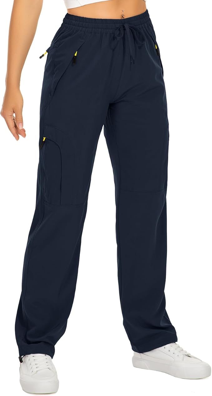 Womens Hiking Pants Quick Dry UPF 50 Lightweight Travel Golf Cargo Safari Pants Zipper Pockets