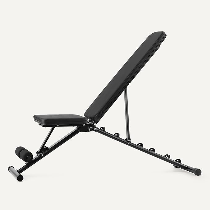 Amazon Basics Adjustable Workout Weight Bench Press, Foldable for Home Gym, Black