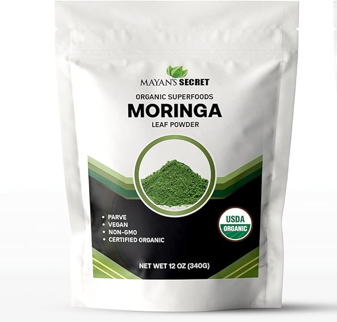 Mayan's Secret - Pure Moringa Powder Organic 12oz, Superfood for Energy & Immunity | Non-GMO, Vegan, Gluten-Free