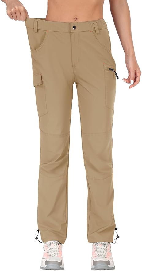 GymBrave Women's Hiking Cargo Pants Quick Dry Outdoor Camping Capris Water Resistant UPF 50 with Zipper Pockets