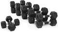 WF Athletic Supply Rubber Encased Hex Dumbbells with Rubber Grip Contoured Handle for Muscle Toning, Strength Building & Full Body Workout