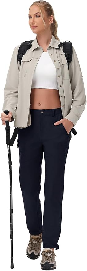 TBMPOY Women's Lightweight Hiking Pants Water Resistant Quick Dry Travel Work Outdoor Fishing Pants Zipper Pockets