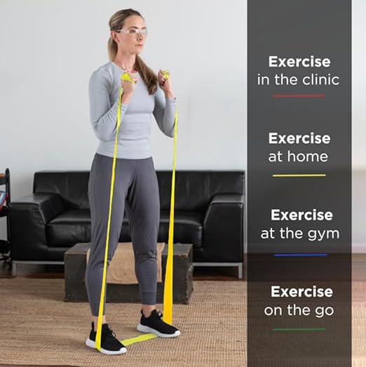 THERABAND Resistance Bands, 6 Yard Roll Professional Latex Elastic Band For Upper Body, Lower Body, & Core Exercise, Physical Therapy, Pilates, Home Workouts, & Rehab, Yellow, Thin, Level 2