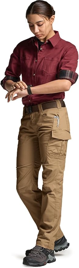 CQR Women's Flex Stretch Tactical Pants, Water Resistant Ripstop Cargo Work Pants with Pockets for Outdoor & Hiking