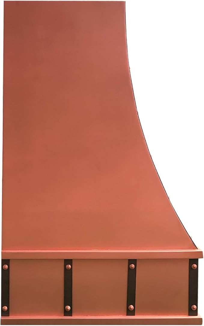 CT Copper Tailor Sloped Copper Vent Hood Island Mount,48'' W,27''H, 1150 CFM Exhaust Fan,Stainless Steel Vent,LED Light,Dishwasher-Safe Baffle Filters,VH8TR1