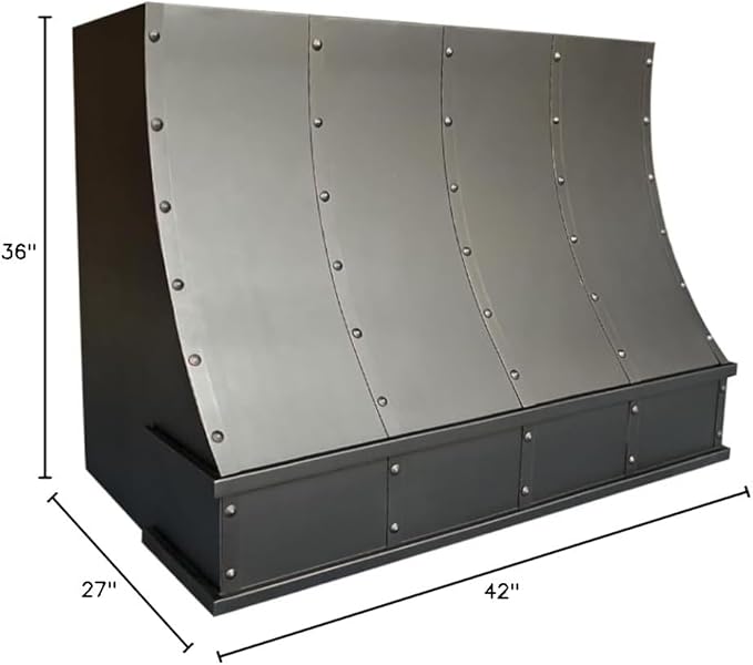 CT Copper Tailor Sloped Copper Vent Hood Island Mount,42'' W,36''H, 1150 CFM Exhaust Fan,Stainless Steel Vent,LED Light,Dishwasher-Safe Baffle Filters,VH8TR1