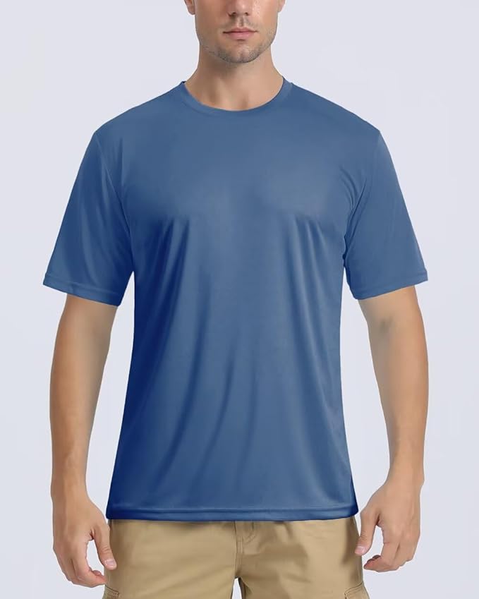 Boladeci Men's Swim Shirt Short Sleeve UPF 50+ Sun Protection SPF UV Moisture Wicking Lightweight Quick Dry Rash Guard