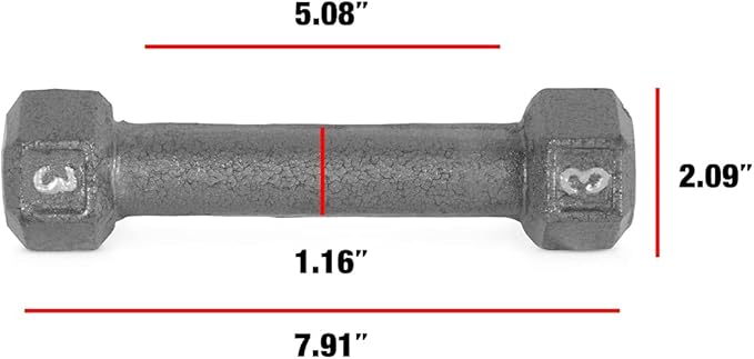 WF Athletic Supply Cast Iron Solid Hexagon Gray/Black Dumbbells, Strength Training Free Weights Set of 2 for Women and Men, Hand Weights Sold by Pairs, Multi-Select Size Options Available