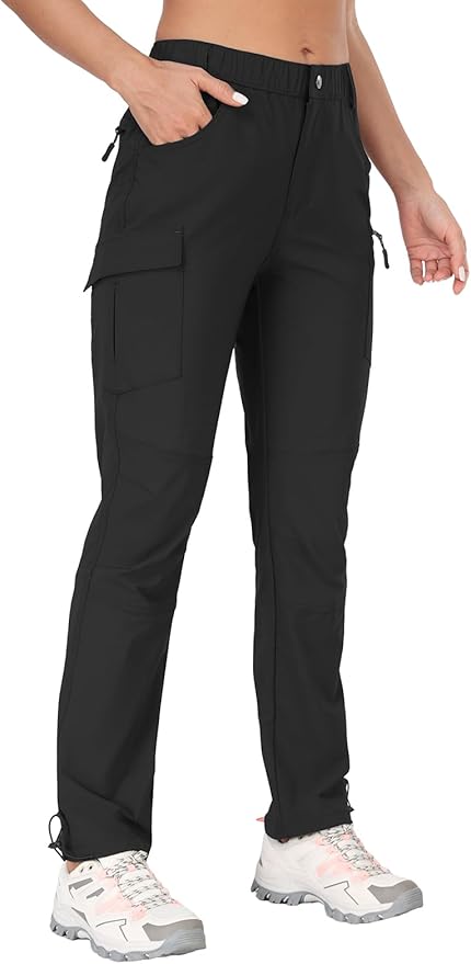 GymBrave Women's Hiking Cargo Pants Quick Dry Outdoor Camping Capris Water Resistant UPF 50 with Zipper Pockets