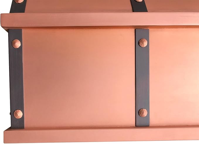 CT Copper Tailor Sloped Copper Vent Hood Wall Mount,42'' W,36''H, 1150 CFM Exhaust Fan,Stainless Steel Vent,LED Light,Dishwasher-Safe Baffle Filters,VH8TR1
