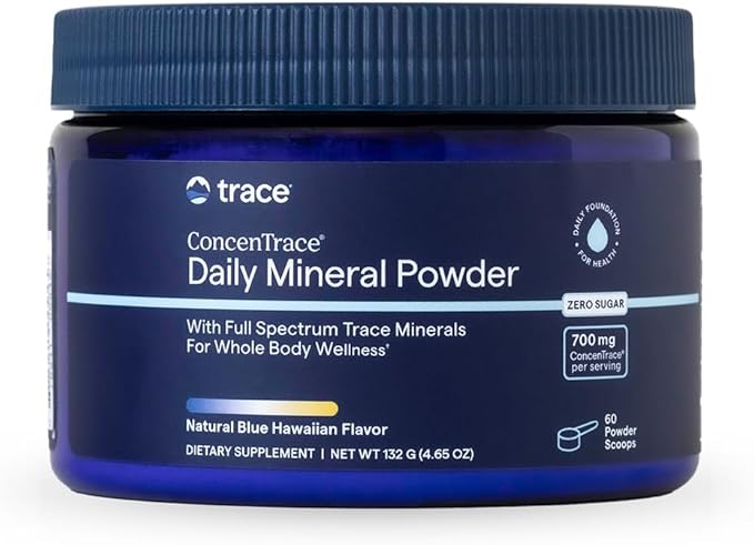 Trace Minerals ConcenTrace Daily Mineral Powder 60 Servings - 700mg of ConcenTrace per Serving (About 15 Drops) Full Spectrum for Whole Body Wellness- Blue Hawaiian Flavor