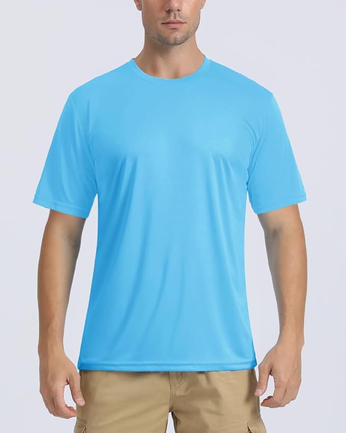 Boladeci Men's Swim Shirt Short Sleeve UPF 50+ Sun Protection SPF UV Moisture Wicking Lightweight Quick Dry Rash Guard