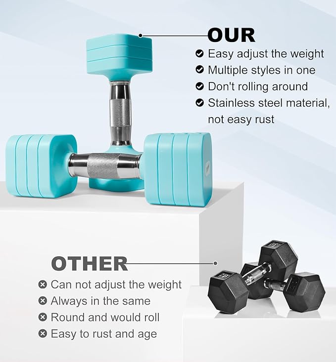 15LB 20LB 50LB Adjustable Dumbbell Set Free Weights Dumbbells Set for Women Men Hand Weights Sets Adjust Dumbbell Weight Sets for Home Gym Exercise Workout Strength Training Equipments