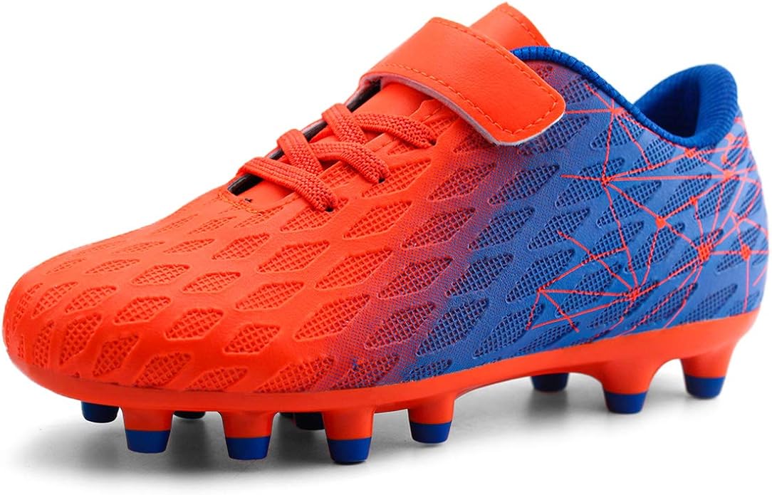 brooman Kids Firm Ground Soccer Cleats Boys Girls Athletic Outdoor Football Shoes
