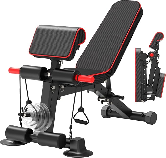 Adjustable Weight Bench,Utility Workout Bench Foldable Incline Decline Benches for Home Gym Full Body Workout,Load 600LBS