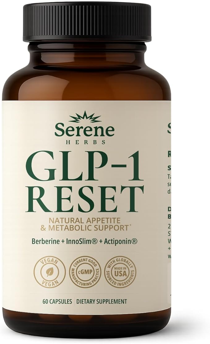 GLP-1 Supplement for Women & Men - Hunger & Metabolism Support with Berberine, InnoSlim, Actiponin - Natural GLP1 Booster to Support Appetite, Digestion & Gut Health - Vegan - 60 Capsules