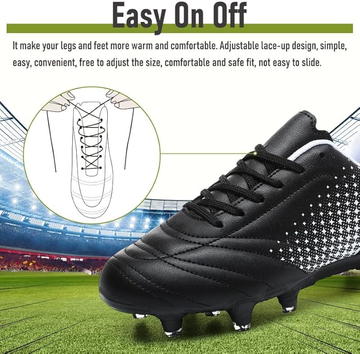 LIZRHA Soccer Shoes for Boys Girls Soccer Cleats Boys Girls Kids Athletic Outdoor Football Shoes Youth Football Cleats Outdoor & Indoor Soccer Shoes Lightweight, Running & Training for Students