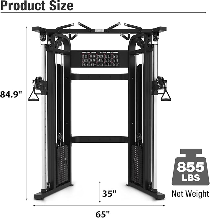 Functional Trainer Cable Machine, Cable Crossover Exercise Machine for Home & Commercial Gym, All in One Home Gym System Cable Machine and Dual Weights Stack for Cable Workout