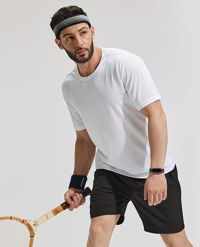 MIER Men's Quick Dry Workout Shirts Moisture Wicking Running Athletic Performance T-Shirts Recycled Polyester Top Tee