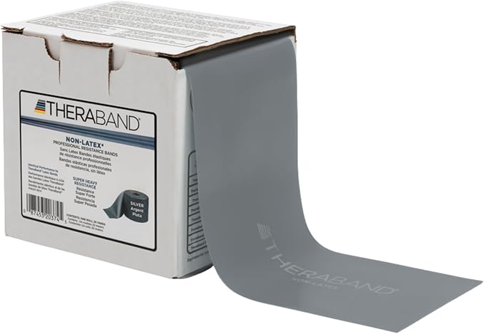 THERABAND Resistance Band 25 Yard Roll, Non-Latex Professional Elastic Stretch Bands for Upper & Lower Body Exercise Workouts, Physical Therapy, Lower Pilates, Flexibility, & Rehab, Dispenser Box