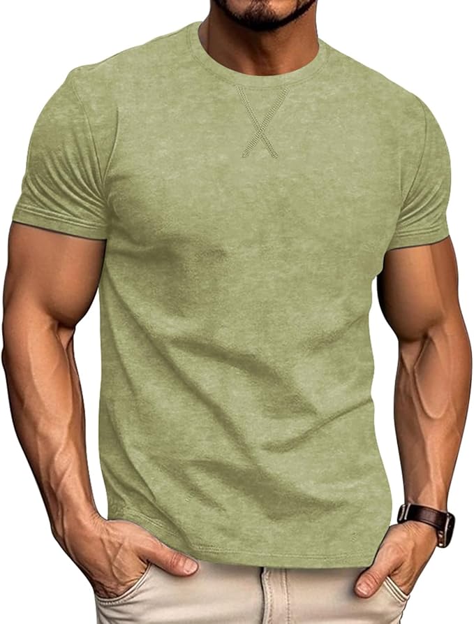 LOGEEYAR Men's Athletic Washed T-Shirts Basic Crew Neck Tees Tops Causal Distressed Cotton T Shirts for Men