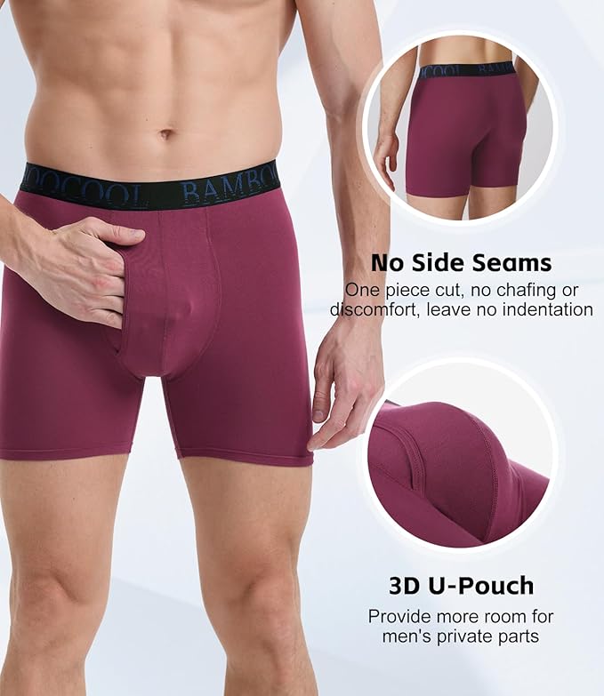 BAMBOO COOL Men's Ultra ComfortSoft Underwear, Moisture Wicking & Breathable No Ride Up Boxer Briefs with Fly, Multipack