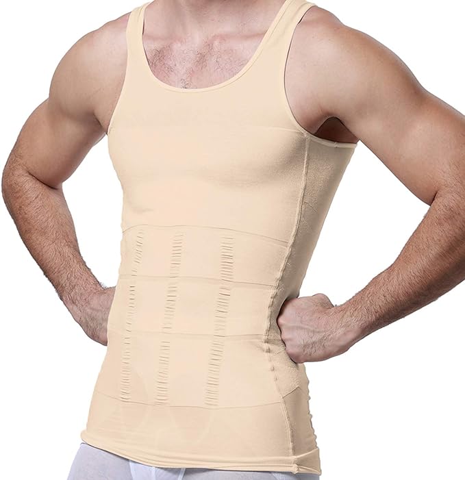 GKVK Mens Slimming Body Shaper Vest Shirt Abs Abdomen Slim