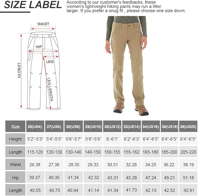 Women's Hiking Pants Convertible Zip Off Lightweight Quick Dry Outdoor Travel Camping Safari fising Pants