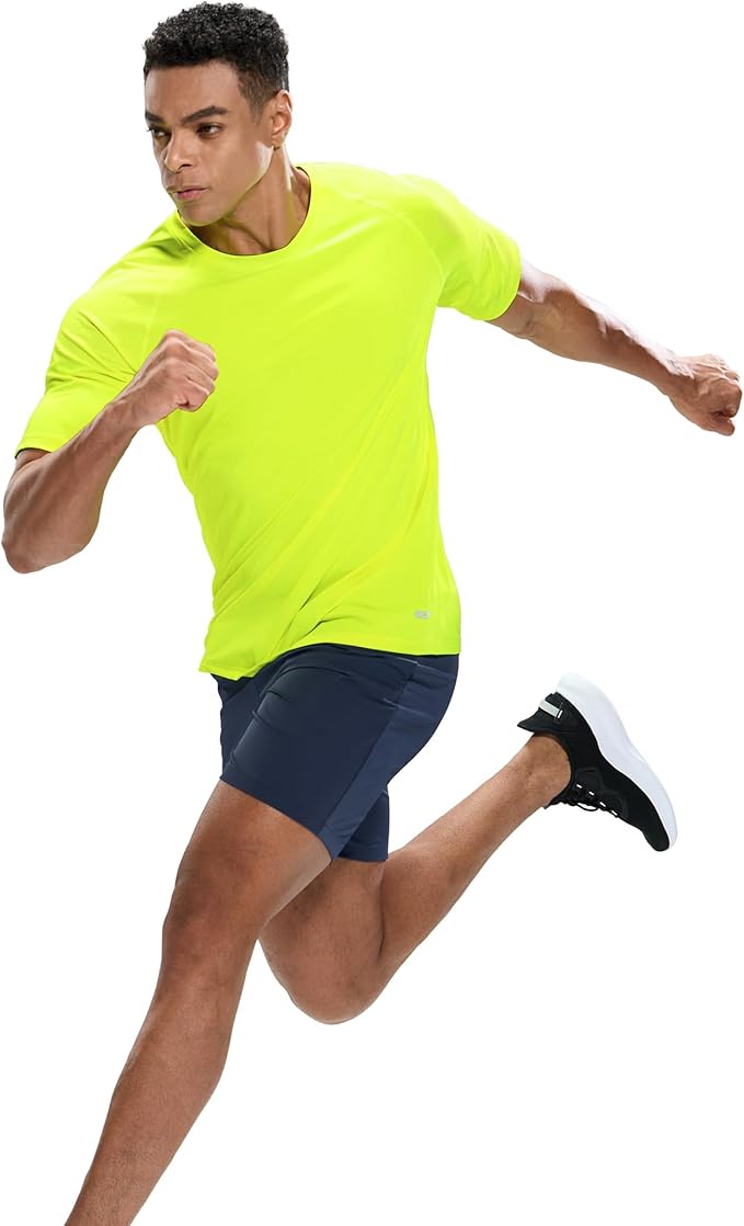 MIER Men's Dry Fit Workout T-Shirts Athletic Running Tee Short Sleeve Crew Neck Gym Tops, Polyester, Moisture Wicking