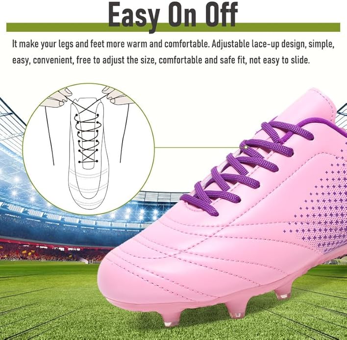 LIZRHA Soccer Shoes for Boys Girls Soccer Cleats Boys Girls Kids Athletic Outdoor Football Shoes Youth Football Cleats Outdoor & Indoor Soccer Shoes Lightweight, Running & Training for Students