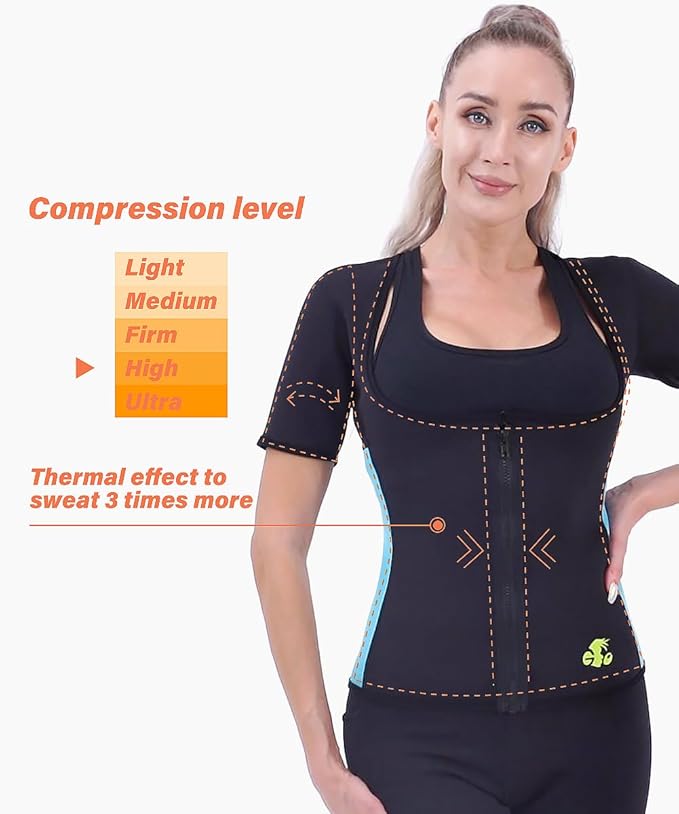 NonEcho Women Sauna Sweat Suit Sleeve Spa Cami Hot Neoprene Slimming Workout Vest Body Shaper Waist Trainer Top