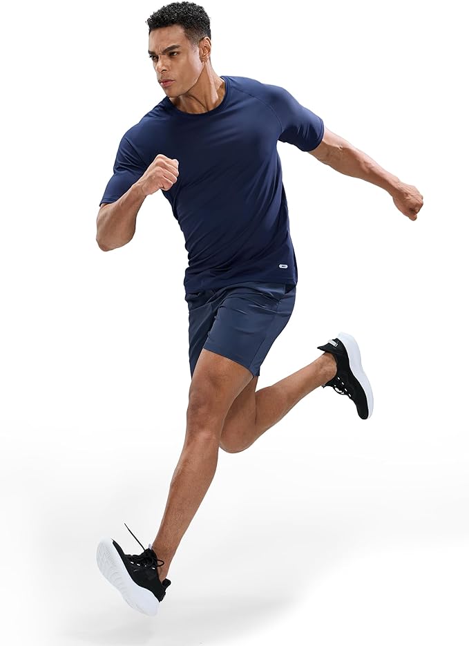 MIER Men's Dry Fit Workout T-Shirts Athletic Running Tee Short Sleeve Crew Neck Gym Tops, Polyester, Moisture Wicking