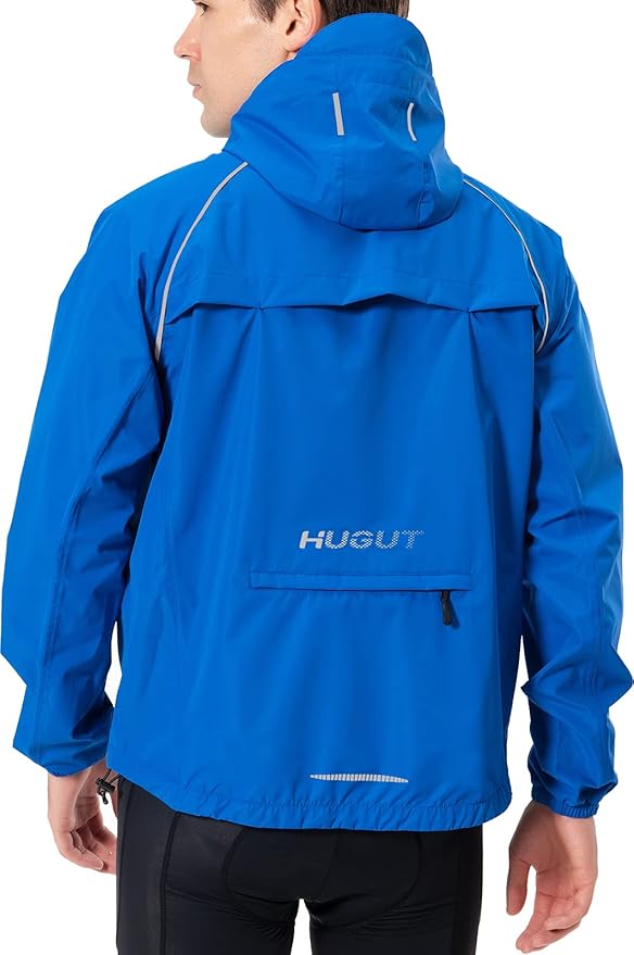 Men's Cycling Running Rain Jacket Lightweight Waterproof Biking Hiking Windbreaker Raincoat Reflective Packable
