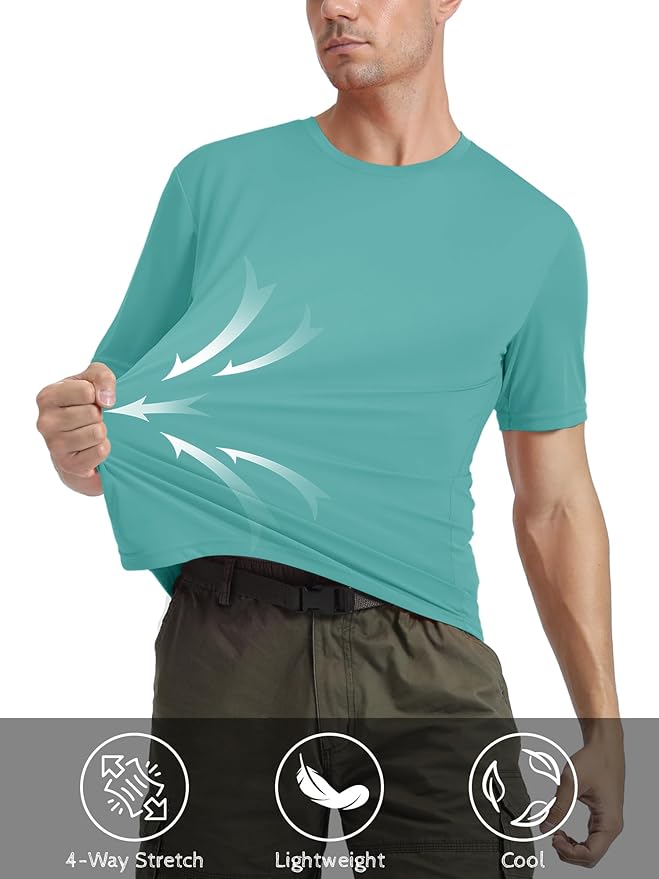 MAGCOMSEN Men's Short Sleeve UPF 50+ T-Shirt Quick Dry Rash Guard Athletic Running Swim Top Tee Performance Water Shirts