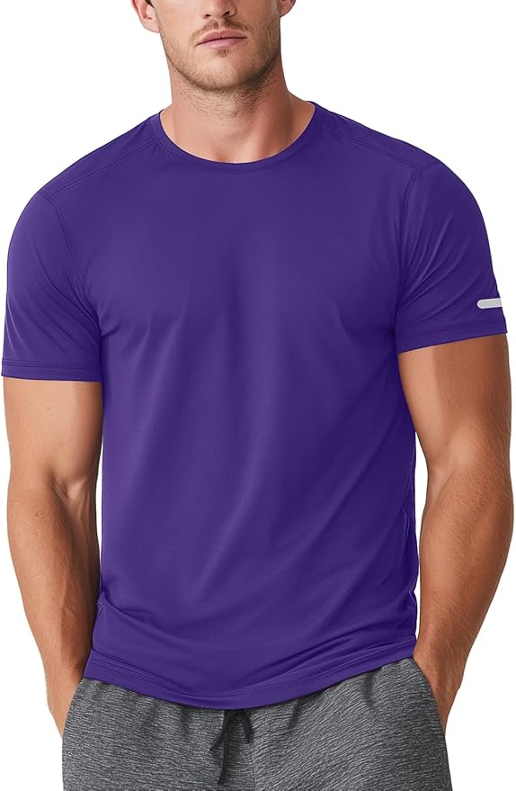 Zengjo Athletic Shirts for Men Short Sleeve Quick Dry Workout Running Gym Sport Exercise Tee Moisture Wicking