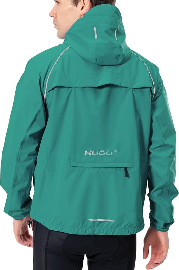 Men's Cycling Running Rain Jacket Lightweight Waterproof Biking Hiking Windbreaker Raincoat Reflective Packable