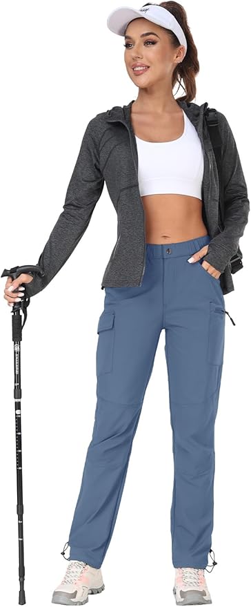 GymBrave Women's Hiking Cargo Pants Quick Dry Outdoor Camping Capris Water Resistant UPF 50 with Zipper Pockets