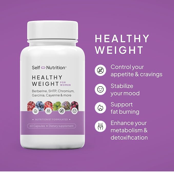 Healthy Weight Loss Supplement for Women, Vegan, Appetite and Craving Control, Fat Burner, Metaboilism Booster, Weight Loss Supplement, Metabolism and Mood Booster - 60 Units