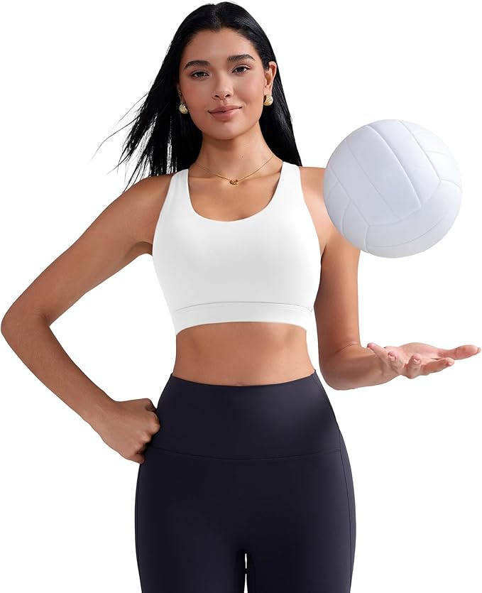 RUNNING GIRL Sports Bra for Women, Criss-Cross Back Padded Strappy Sports Bras Medium Support Yoga Bra with Removable Cups