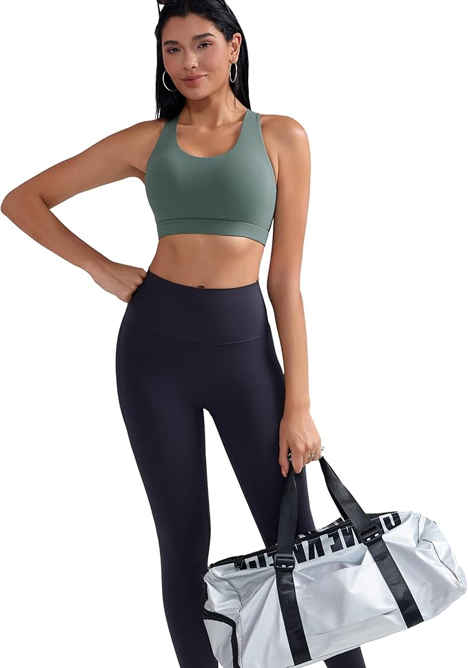RUNNING GIRL Sports Bra for Women, Criss-Cross Back Padded Strappy Sports Bras Medium Support Yoga Bra with Removable Cups