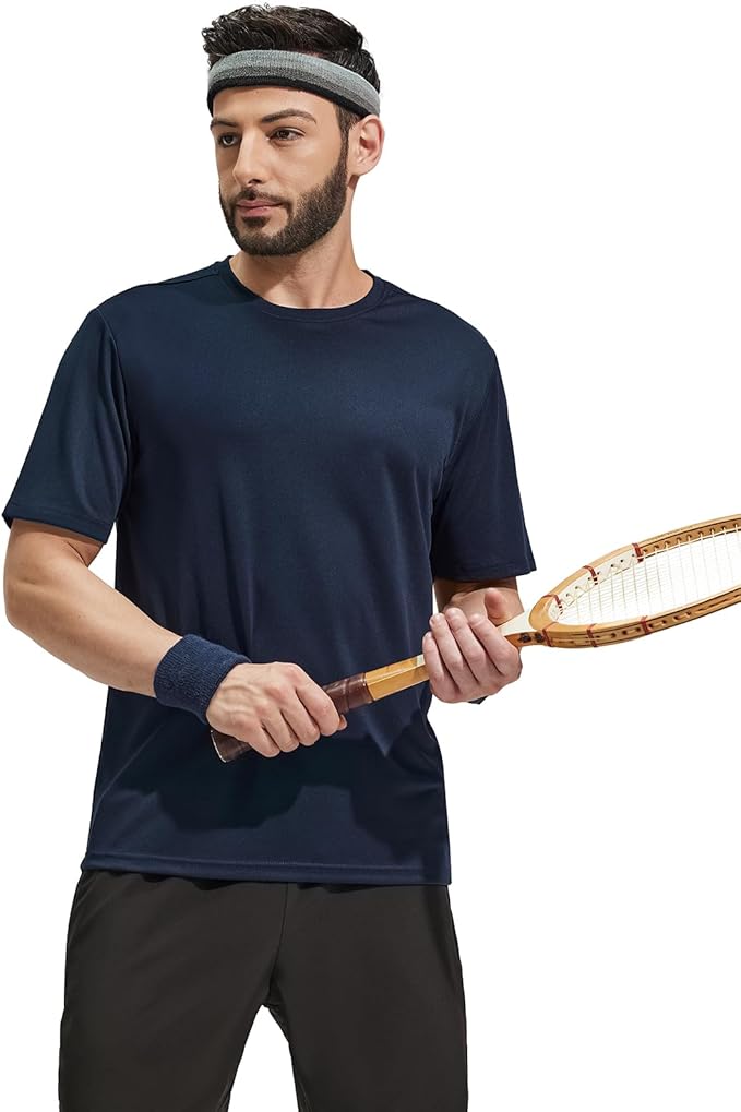 MIER Men's Quick Dry Workout Shirts Moisture Wicking Running Athletic Performance T-Shirts Recycled Polyester Top Tee