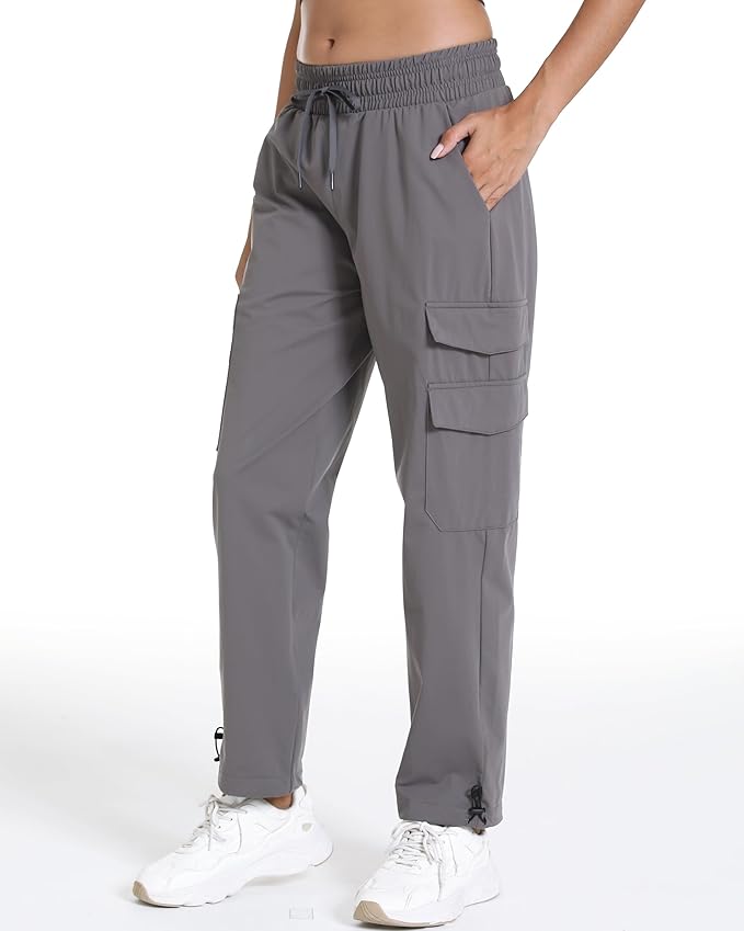 Women's Lightweight Hiking Joggers with Pockets - Water Resistant Cargo Pants for Outdoor Workouts Camping