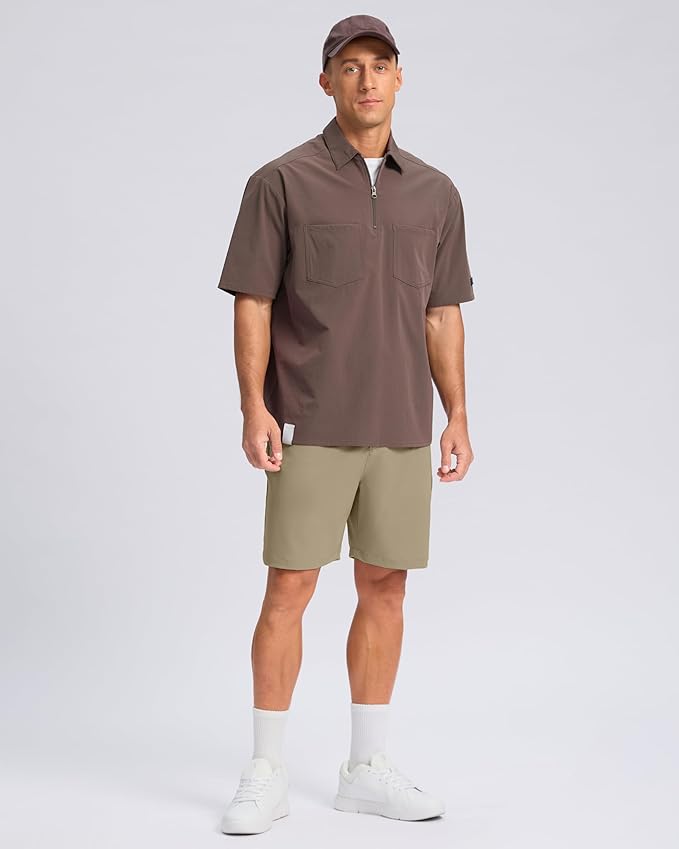 Pudolla Men's Casual Shorts 7"/9" Lightweight Golf Shorts with 3 Pockets Stretch Quick Dry Comfy Work Shorts
